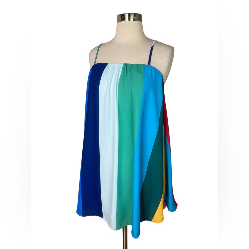 Buddy Love Sandra Swing Rainbow Striped Mini Dress NEW - Picture 3 of 7